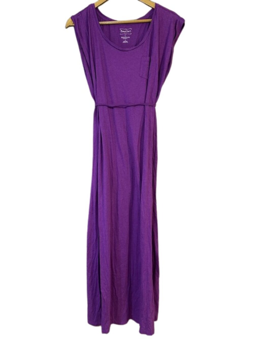 BumpStart Maternity Purple Maxi Dress Sleeveless Tie Waist Casual - Size Large